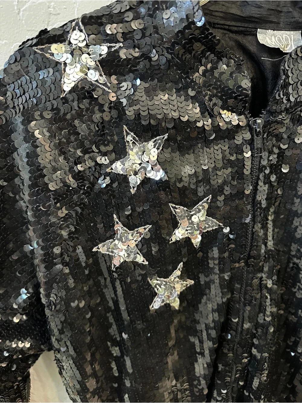 Vintage MODI Silk Sequin Jacket- Brown Derby Coconut Grove- Hollywood Art Wear